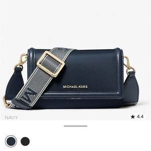 Michael Kors Dark Blue Crossbody Bag with Gold Accents